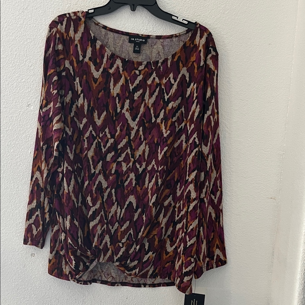 I.N. Studio Women's Multicolor Long Sleeve Top